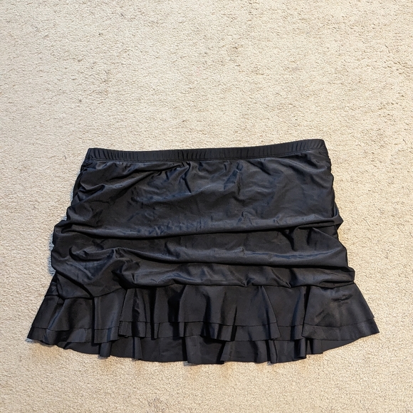 Black Ruffle High Waisted Bathing Suit Skirt - Picture 3 of 3